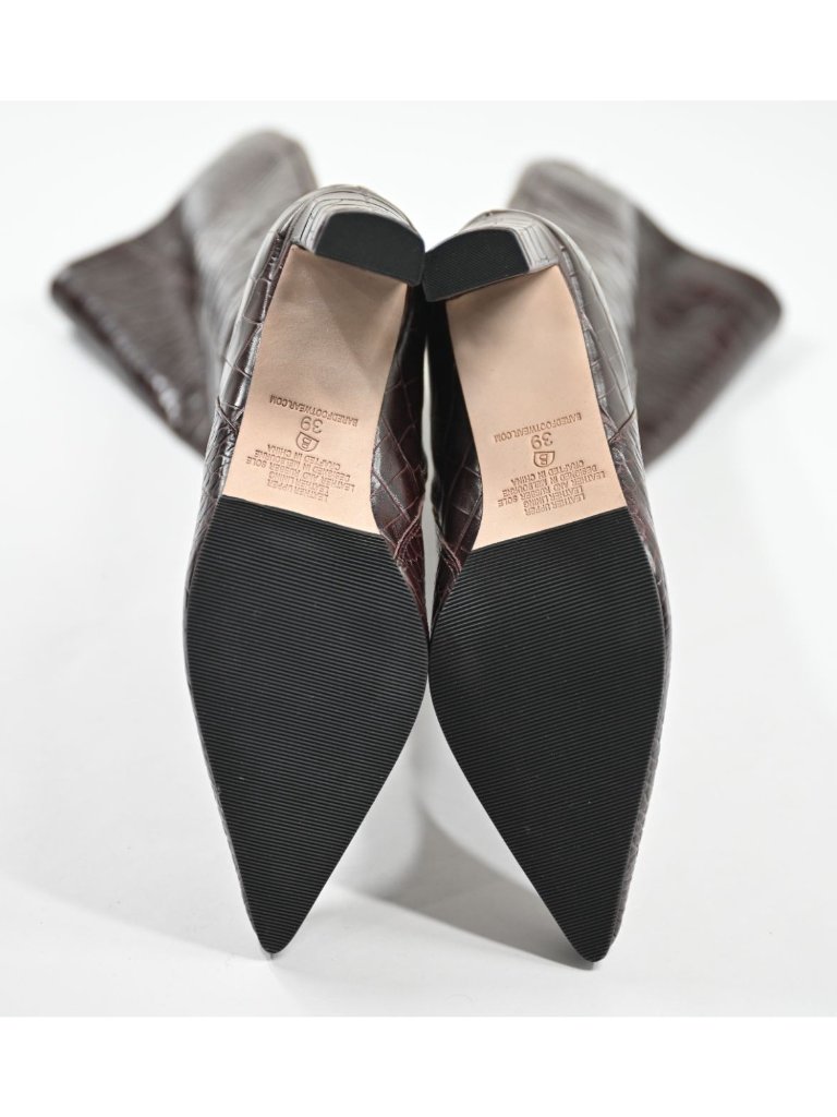Bared Footwear Pandion Croc-Embossed Boots In Chocolate Brown Leather — image 6 of 8